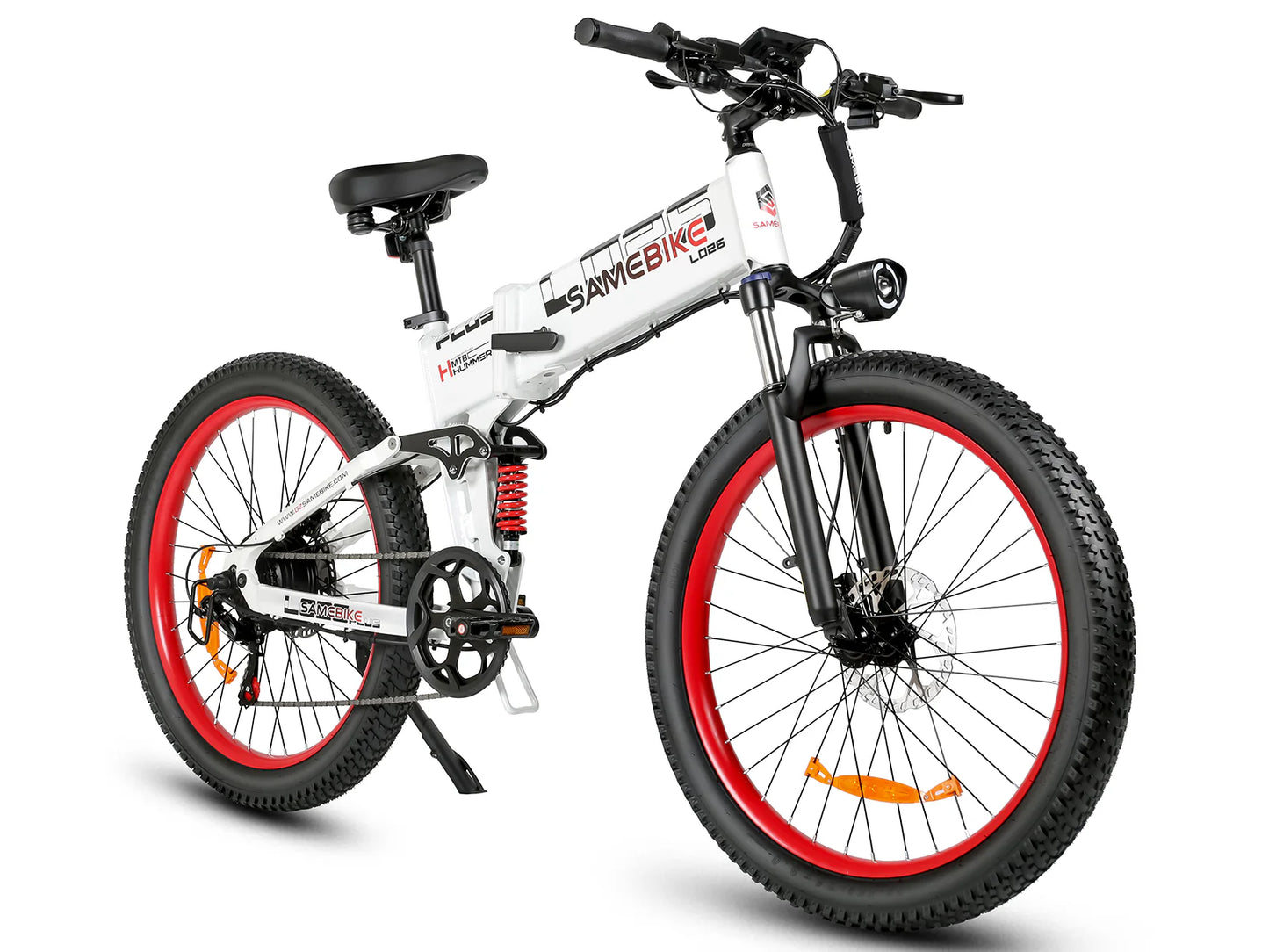 SAMEBIKE LO26 Plus folding fat tire electric bike with 1000W motor white color