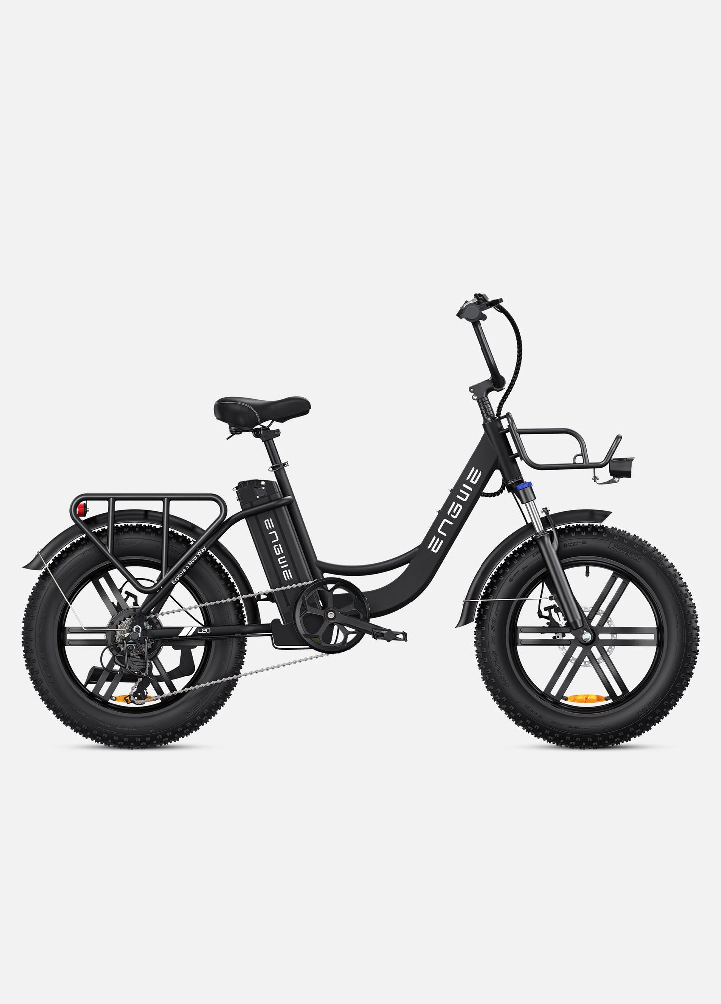 Engwe L20 ebike. right side. black color