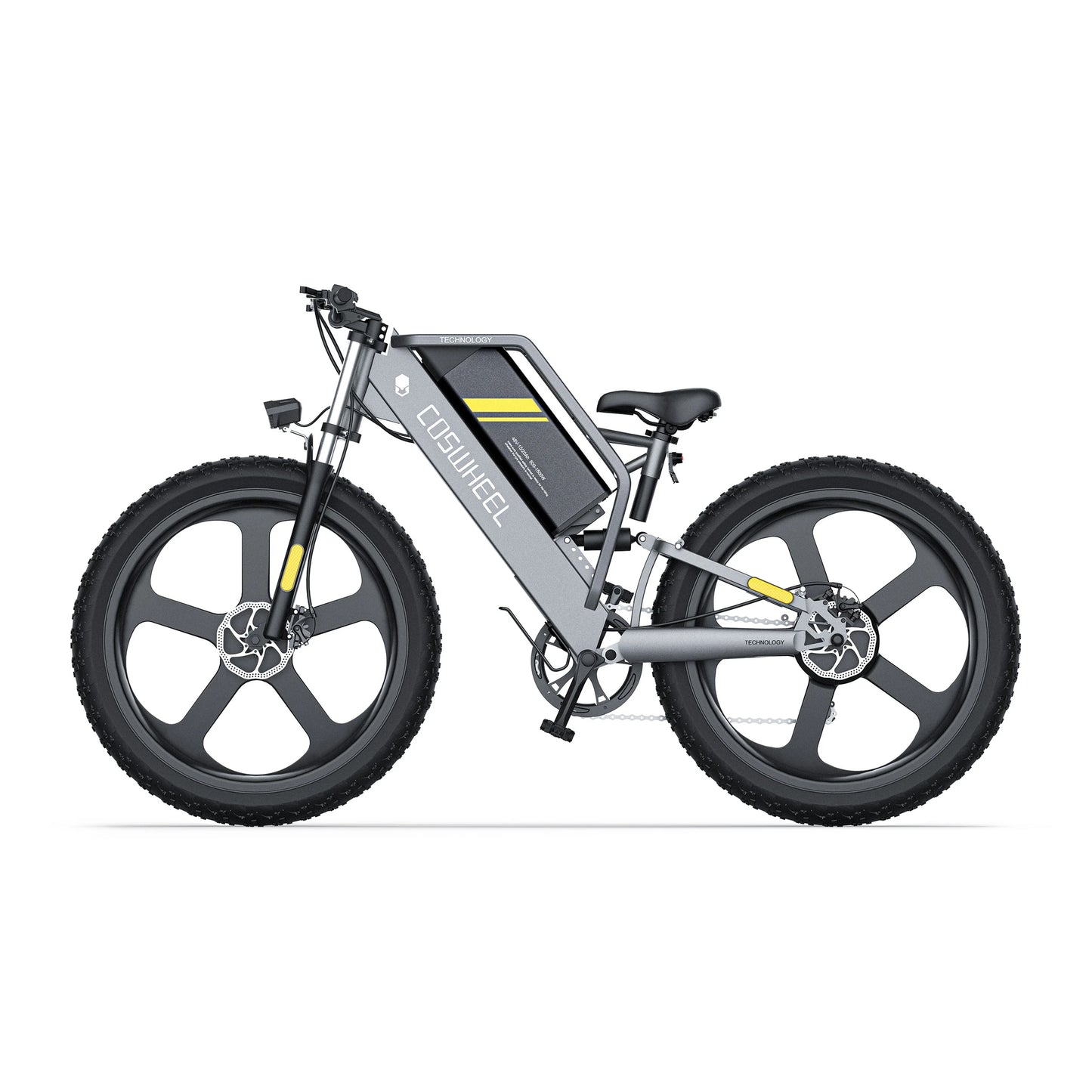 Coswheel T26 mountain ebike. left side view.