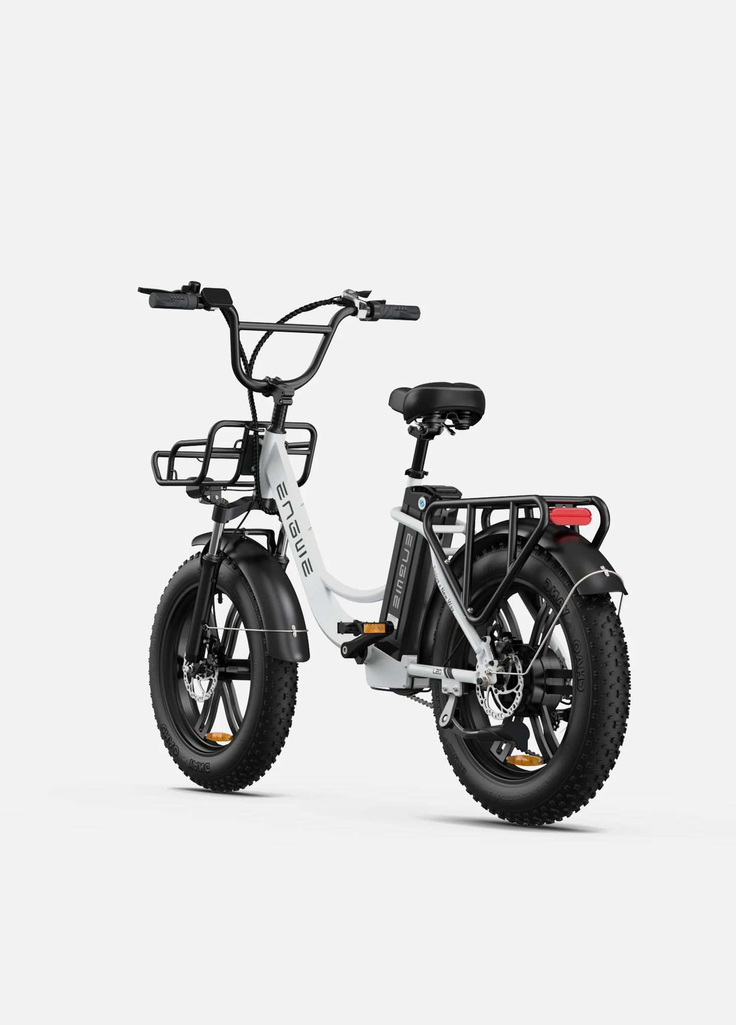 Engwe L20 ebike. rear view. white color