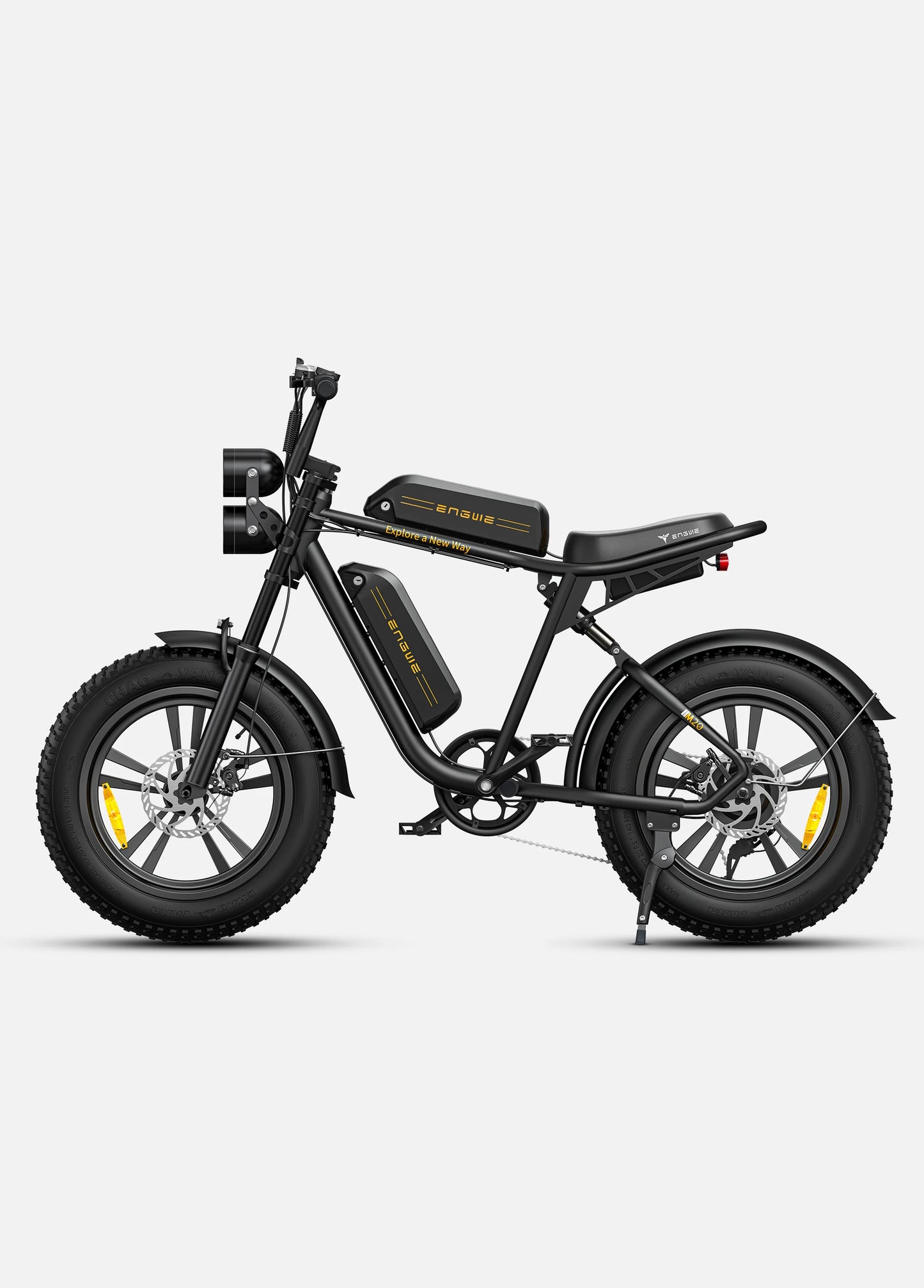 ENGWE M20 1000W Electric Bike. left side. black color. 2 batteries