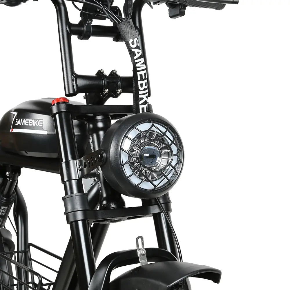 SAMEBIKE M20 1200W Electric Bike 2x18Ah Batteries. front light.