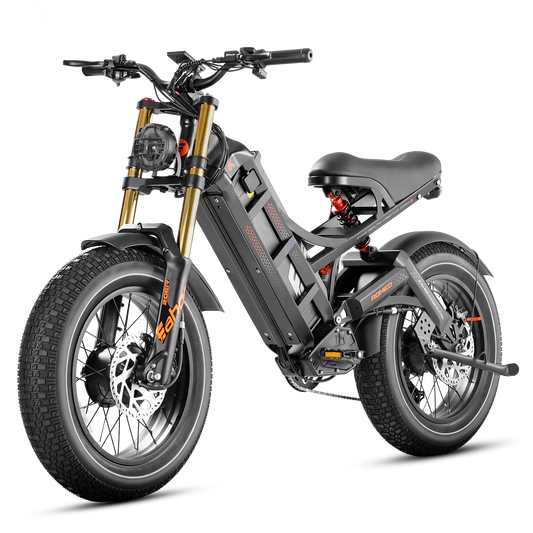 Eahora Romeo II E-Bike with 20-inch tires and dual 1250W motors, built for powerful performance and versatile all-terrain riding.