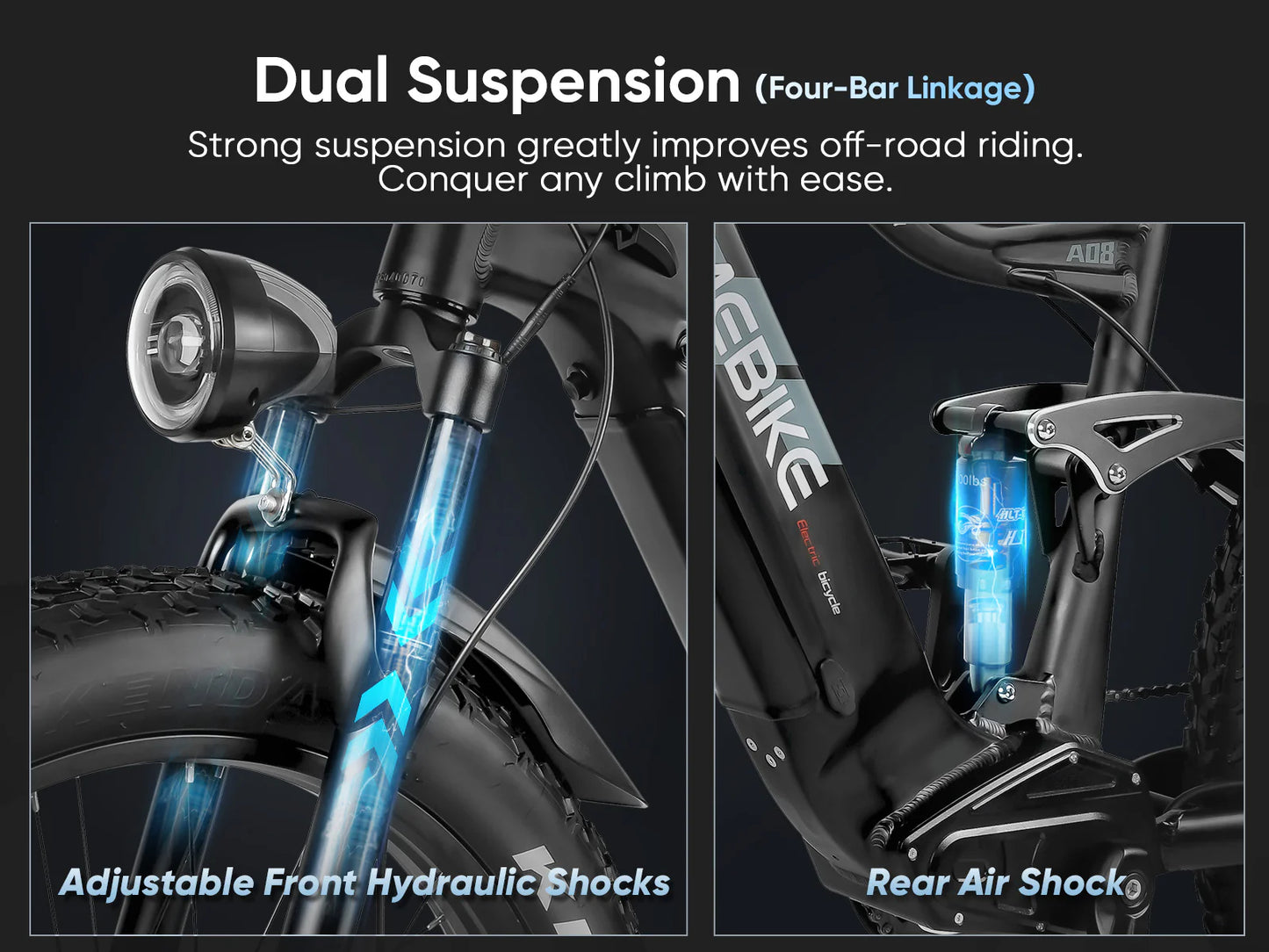 SAMEBIKE RS-A08 Off Road Electric bike. front and rear suspension