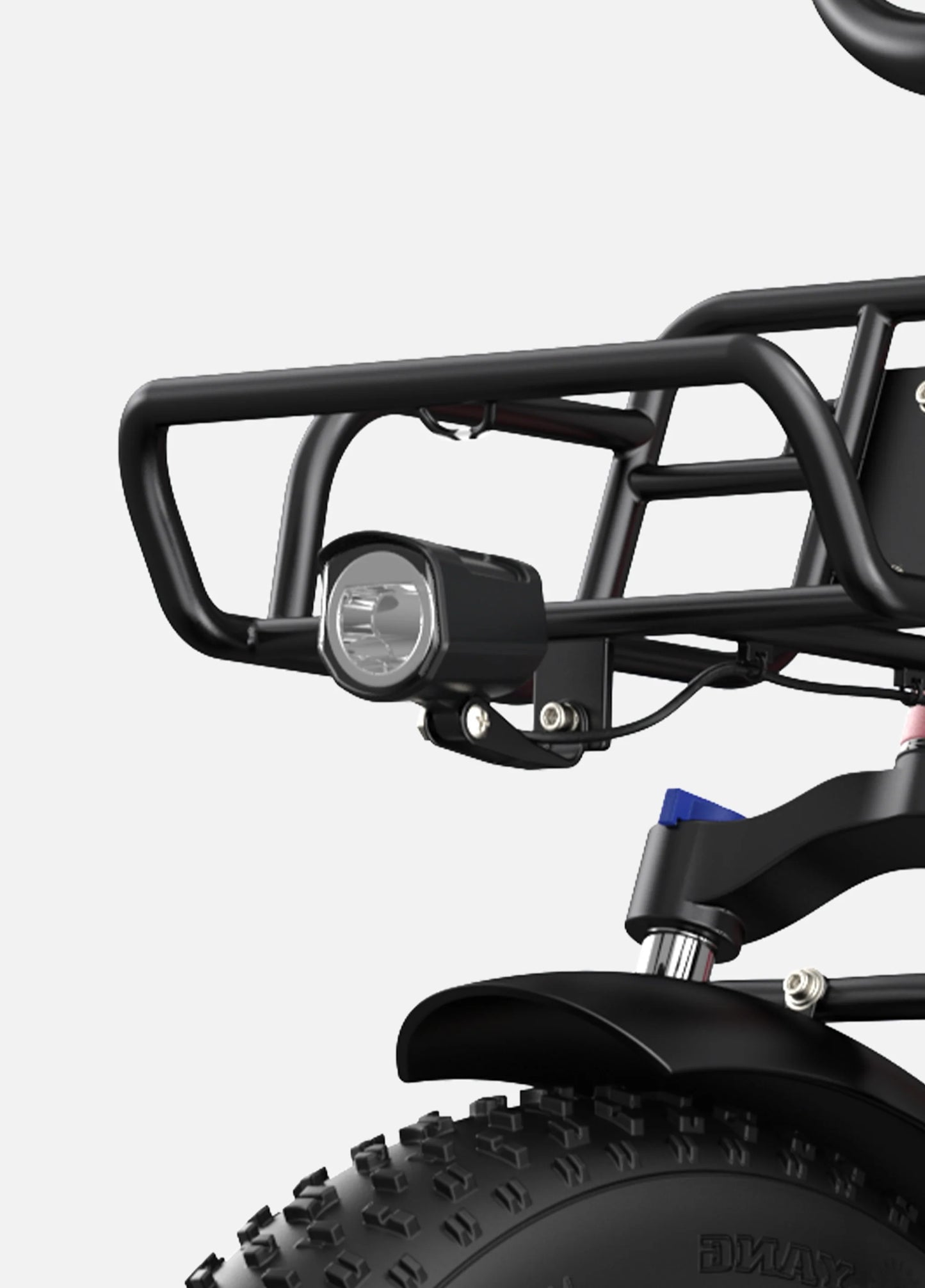 Engwe L20 ebike. front rack from left view.