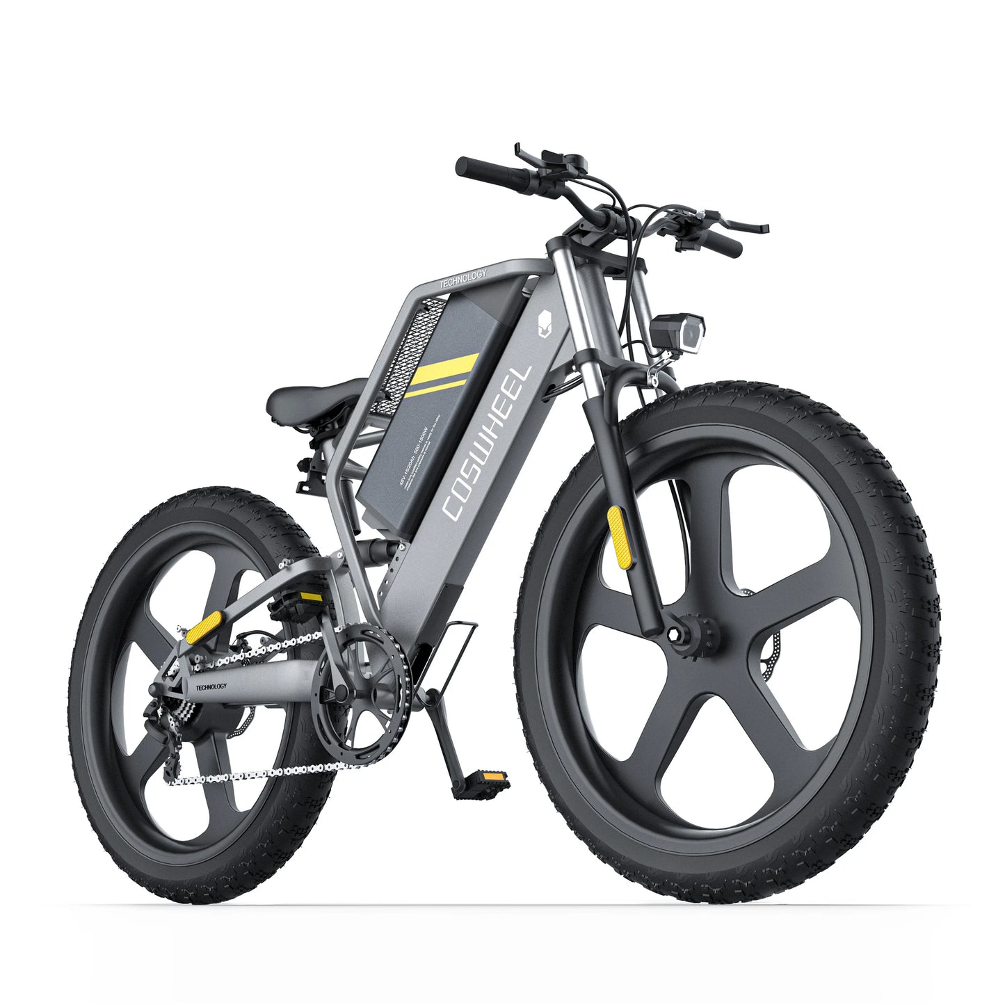 Coswheel T26 mountain ebike. front right view.