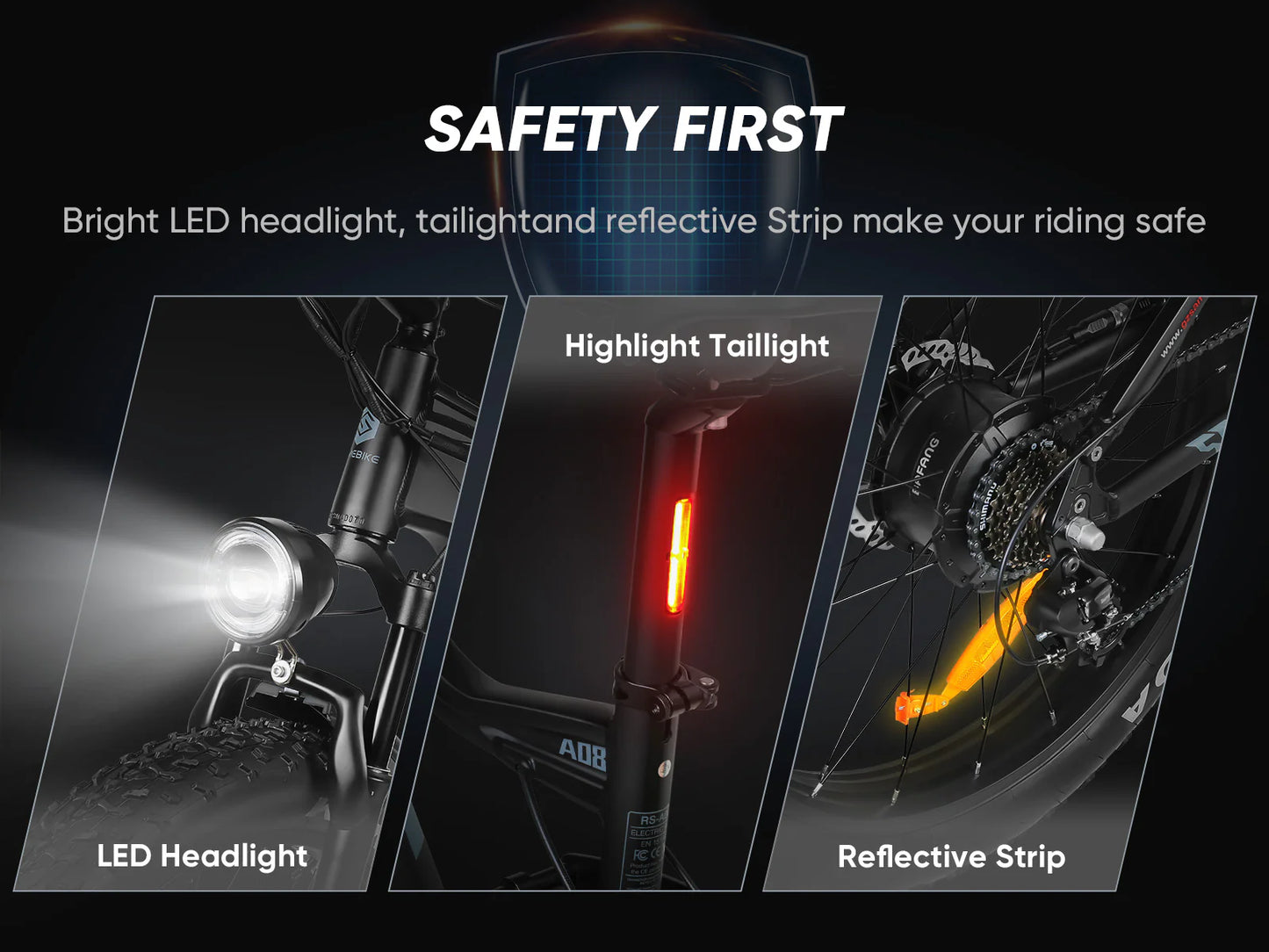 SAMEBIKE RS-A08 Off Road Electric bike. headlight, tail light.