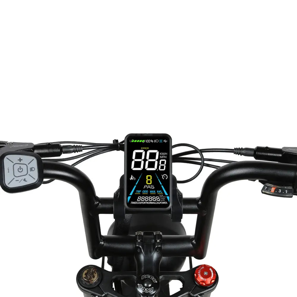 SAMEBIKE M20 1000W Electric Bike. right front side. color LED display..