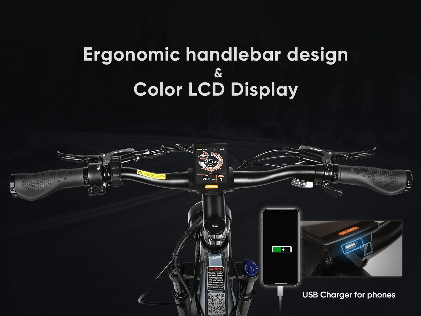 SAMEBIKE RS-A08 Off Road Electric bike. color LCD display