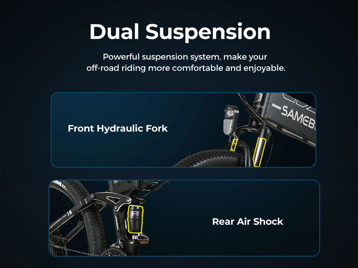 SAMEBIKE LO26-II-FT 750W Folding off road ebike. suspension.