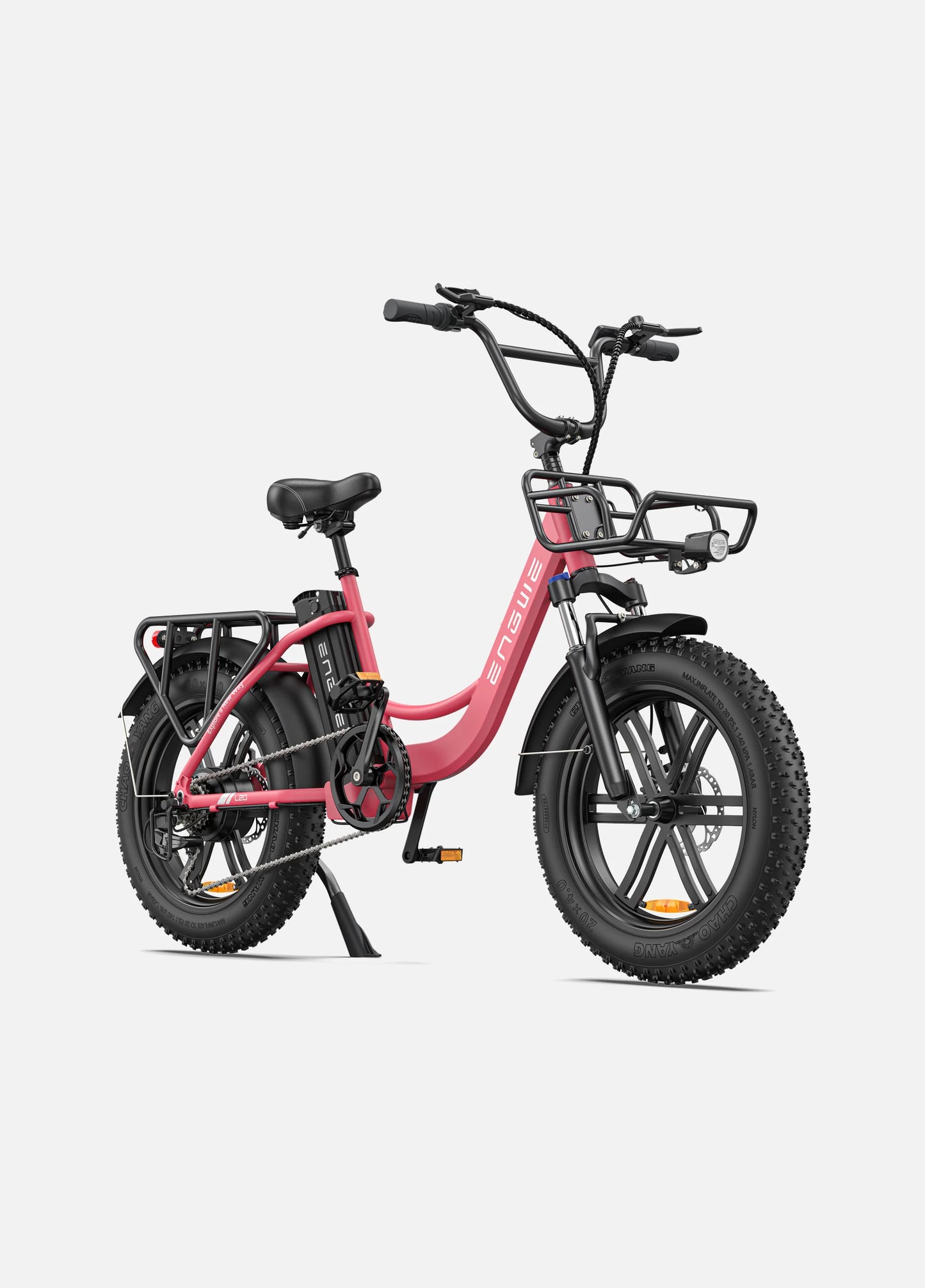 Engwe L20 ebike. front right view . Pink color
