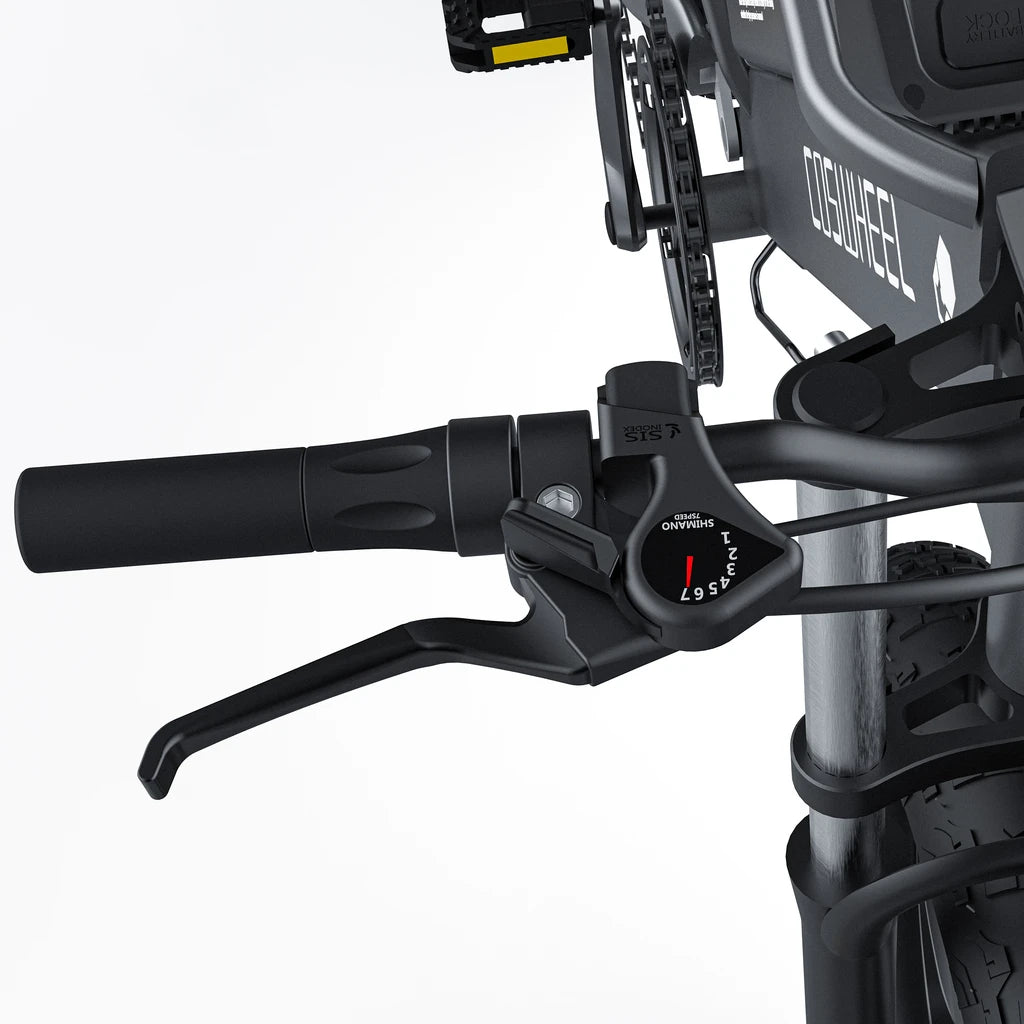 Coswheel T26 mountain ebike. handlebar view.