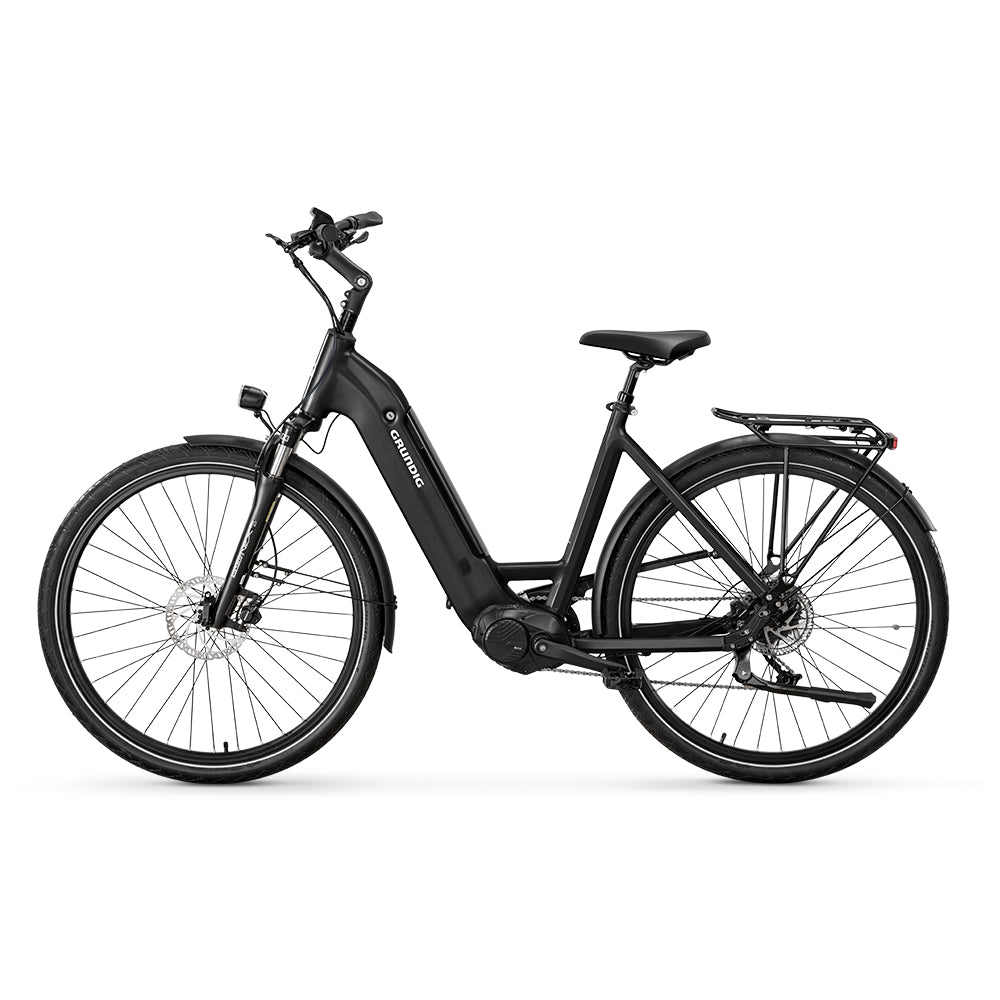 GRUNDIG GCB-1 Urban ebike. black color. left side.