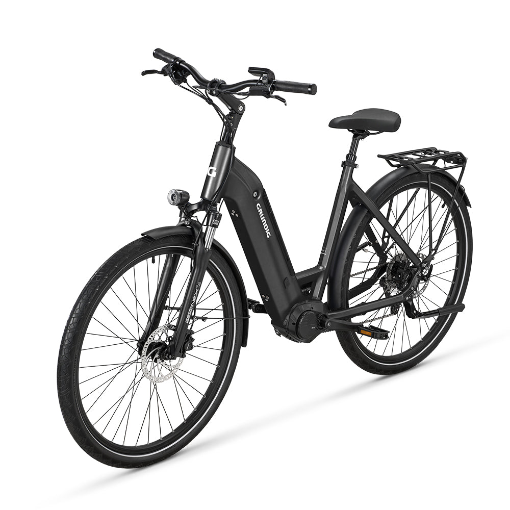 GRUNDIG GCB-1 Urban ebike. black color. left side. front