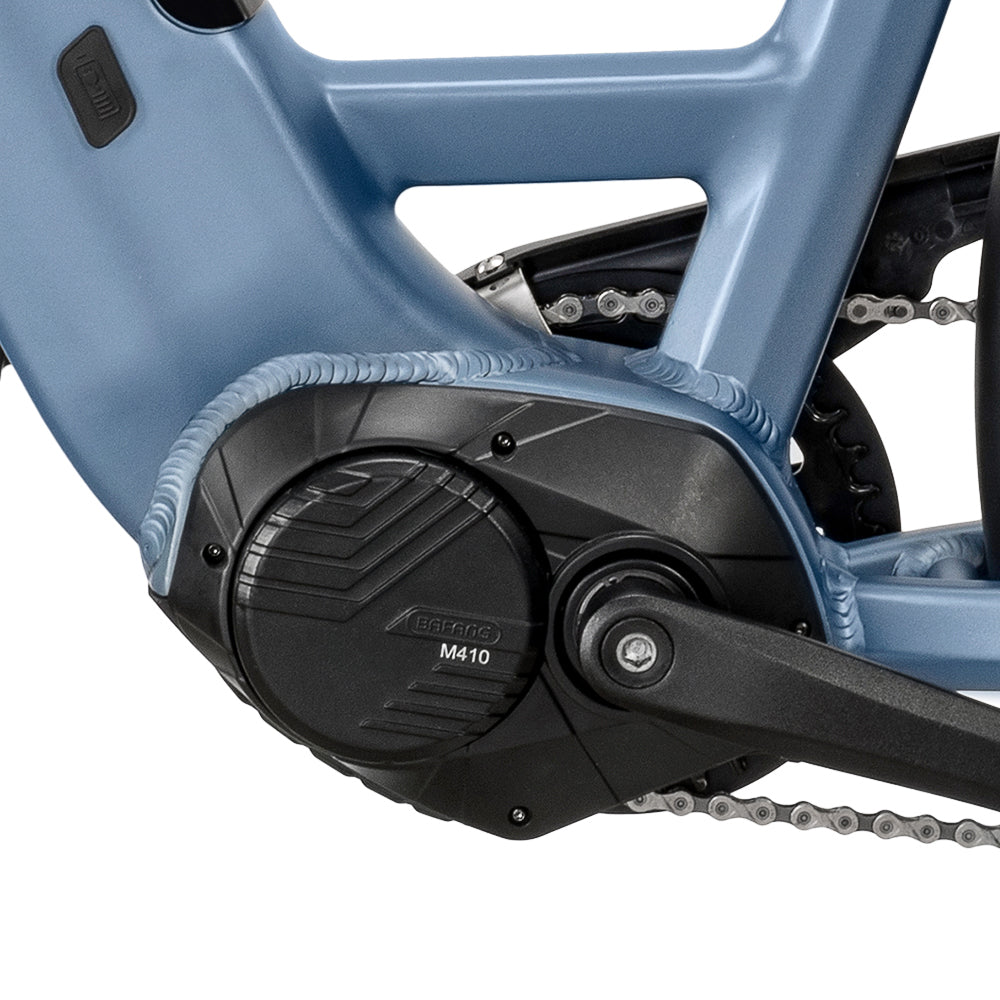 GRUNDIG GCB-1 Urban ebike. blue color. mid-drive motor.
