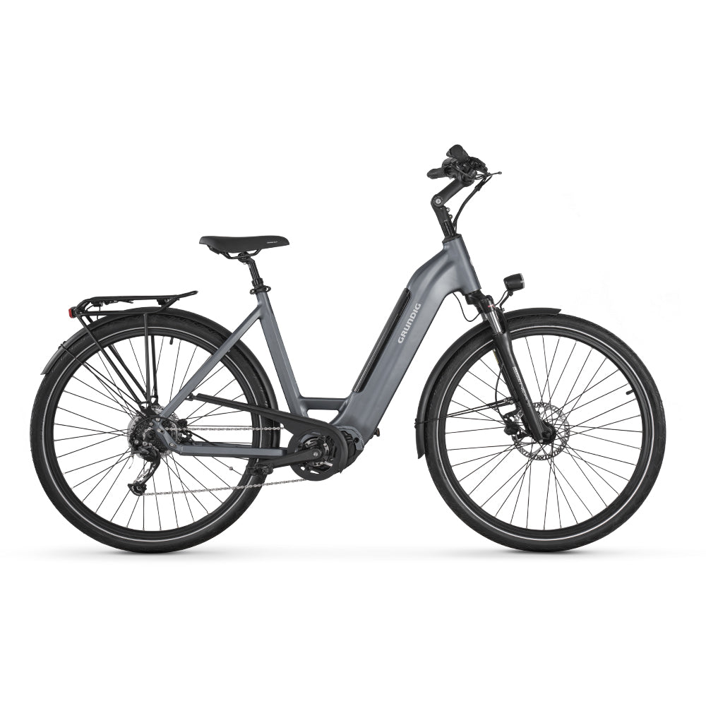 GRUNDIG GCB-1 Urban ebike. gray color. right side.