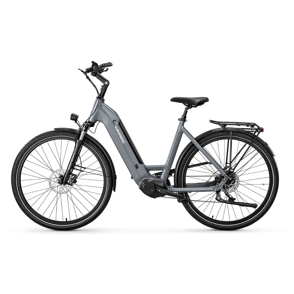 GRUNDIG GCB-1 Urban ebike. gray color. left side.
