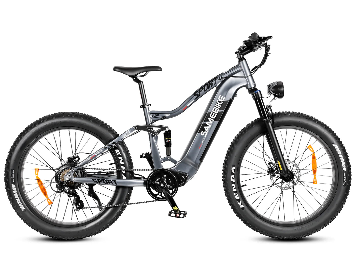SAMEBIKE RS-A08 Off Road Electric bike. right side. gray color.