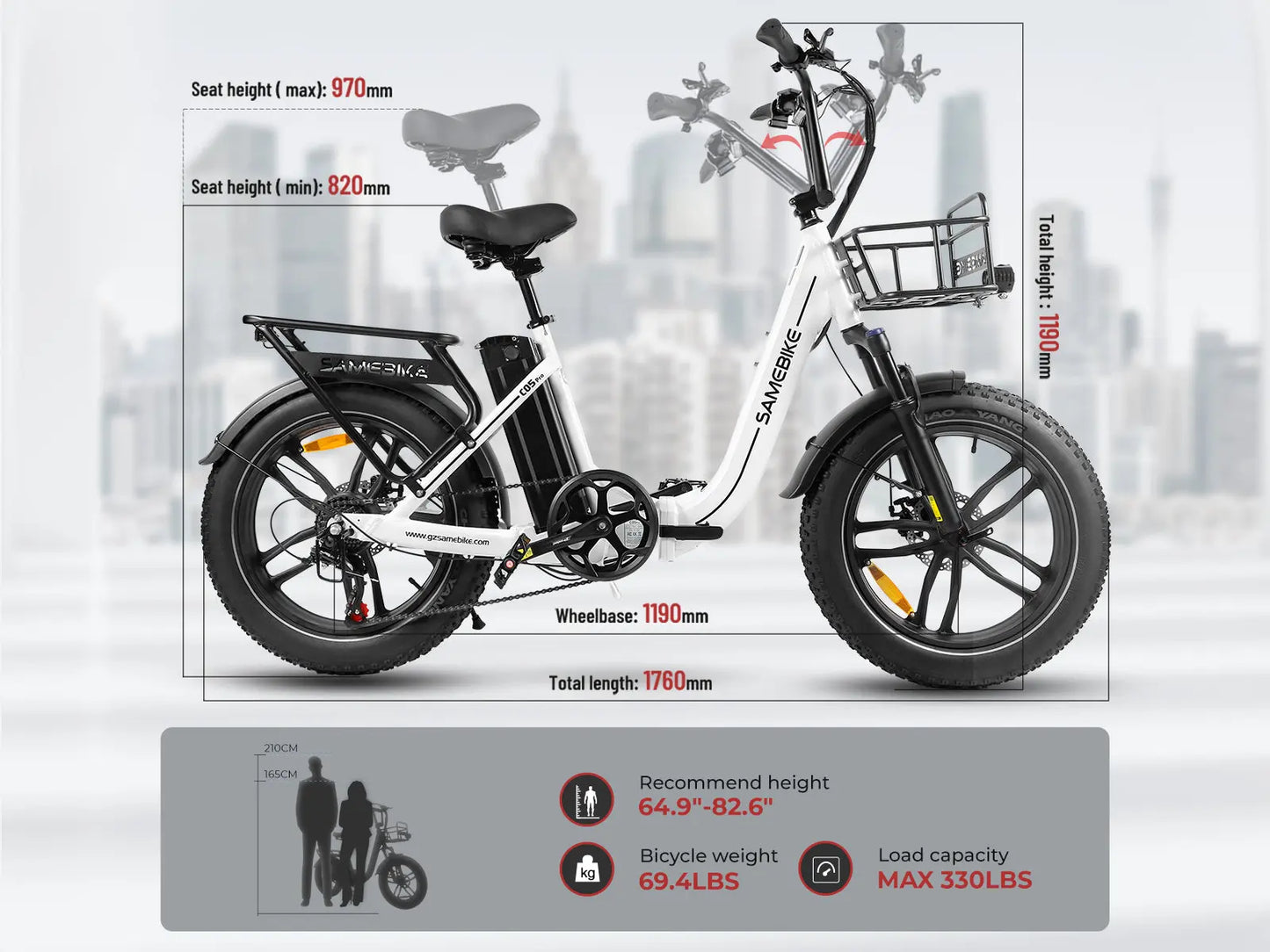 SAMEBIKE C05 Pro Foldable Fat Tire Ebike