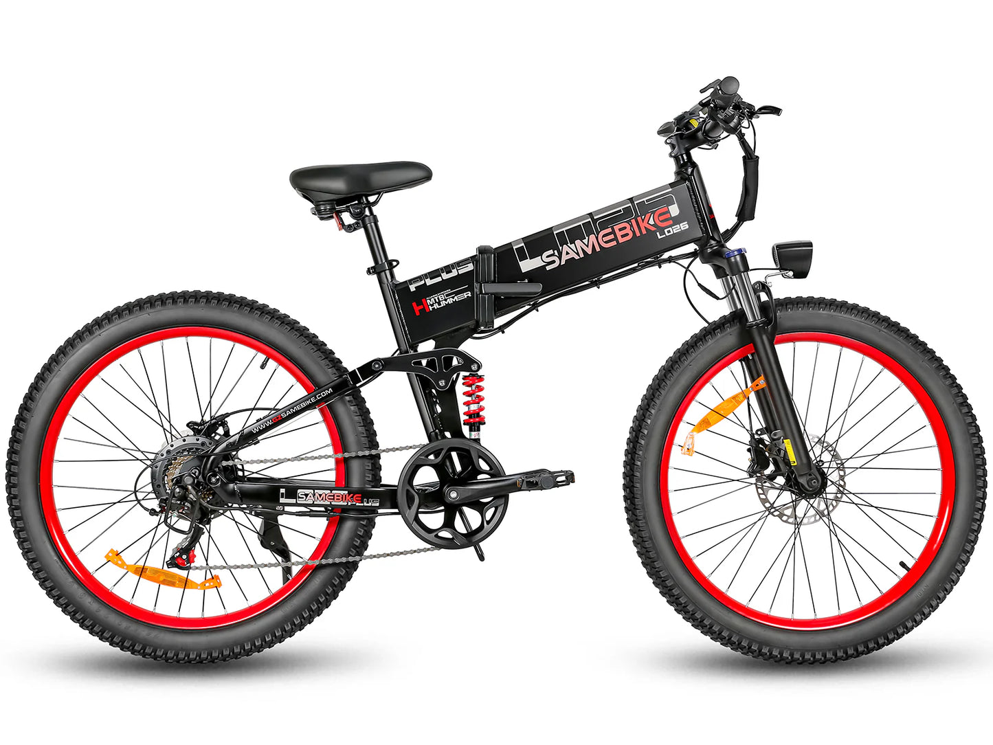 SAMEBIKE LO26 Plus folding fat tire electric bike with 1000W motor in black side view