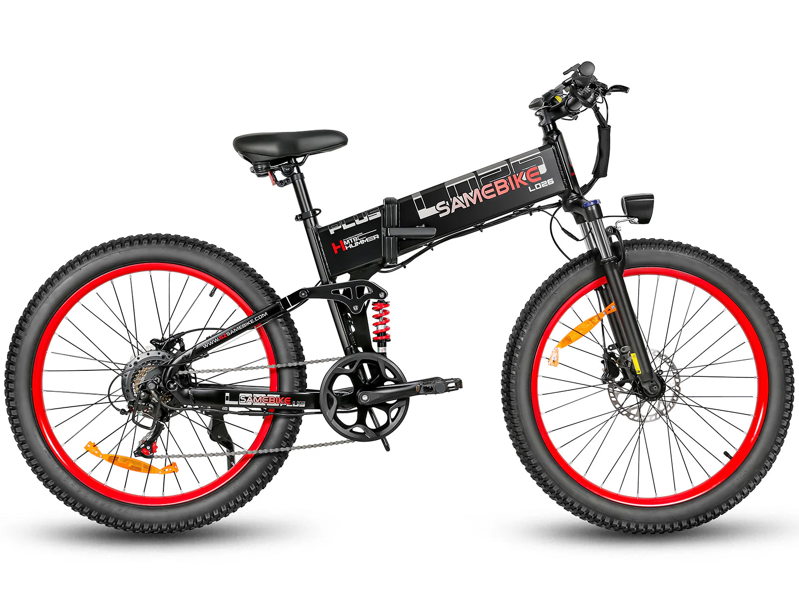 SAMEBIKE LO26 Plus folding fat tire electric bike with 1000W motor in black side view