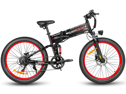 SAMEBIKE LO26 Plus folding fat tire electric bike with 1000W motor in black side view