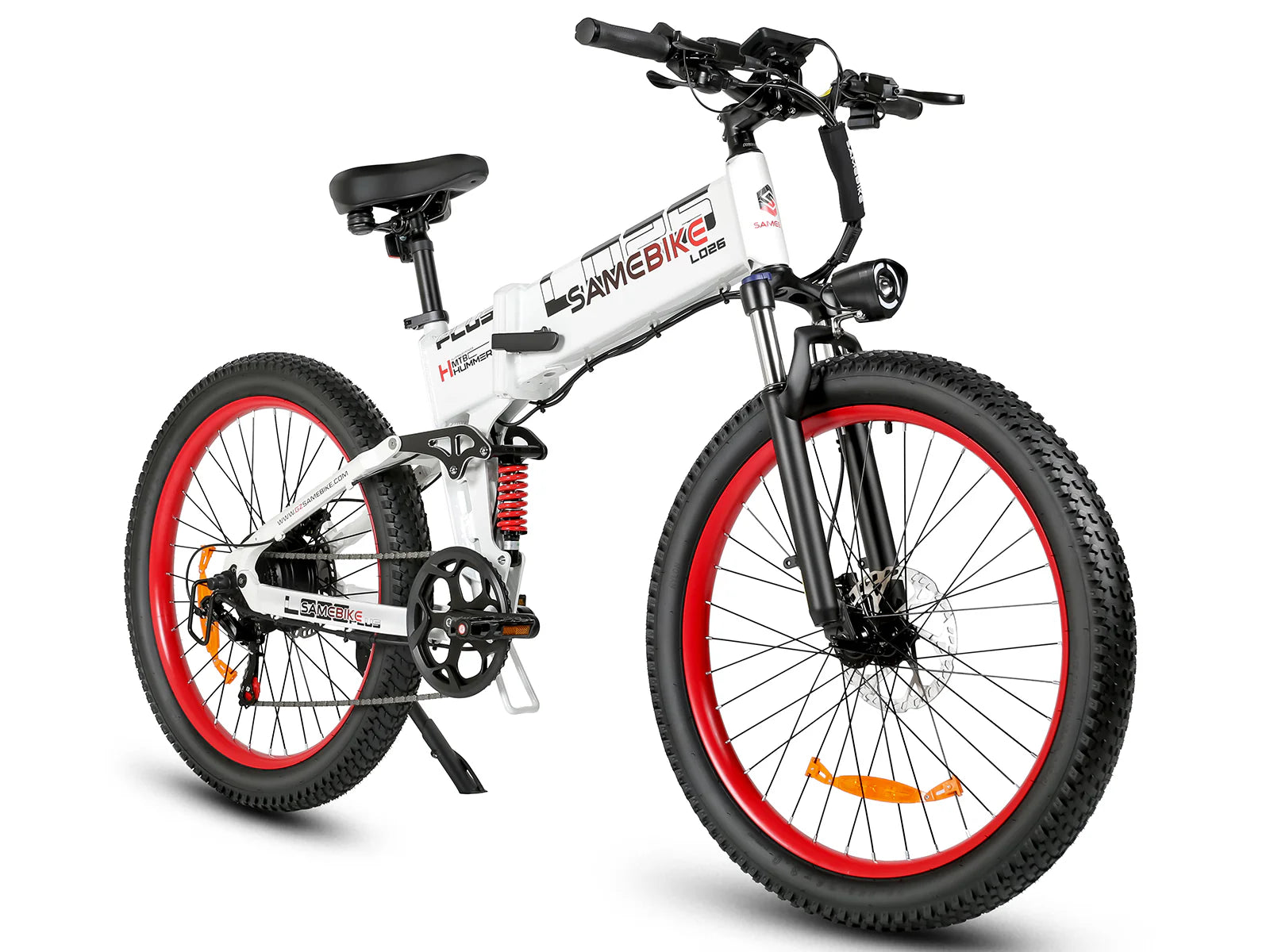 SAMEBIKE LO26 Plus folding fat tire electric bike with 1000W motor white color
