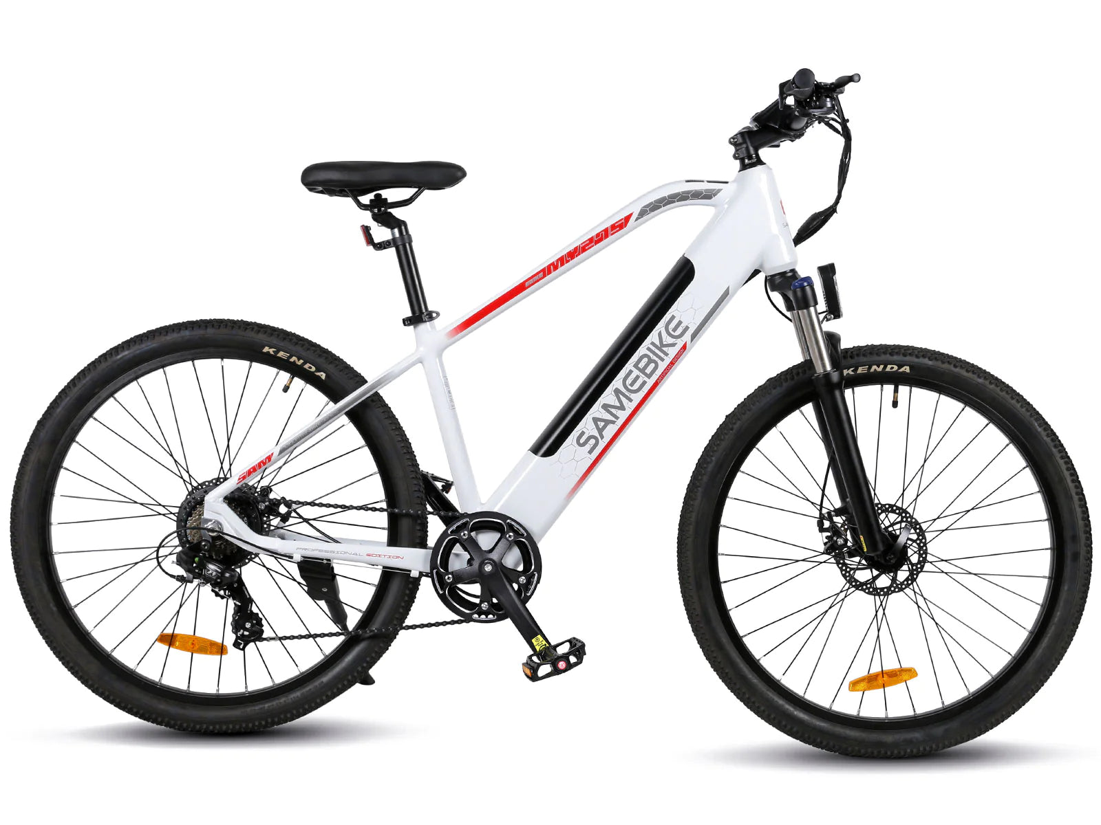 SAMEBIKE MY275 500W Commuter eBike.  left side. white color.
