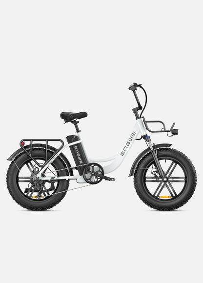 Engwe L20 ebike. right side. white color