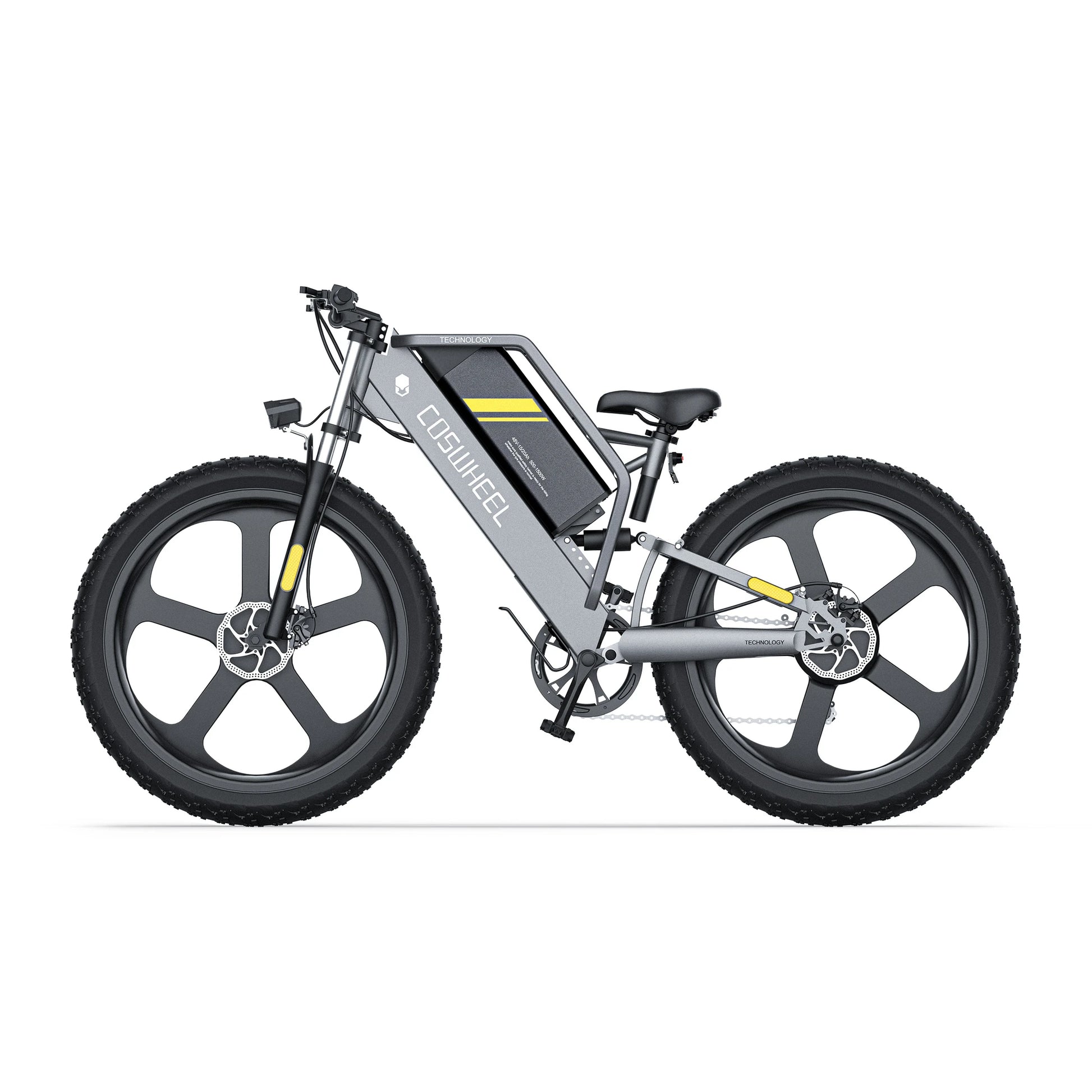 Coswheel T26 mountain ebike. left side view.
