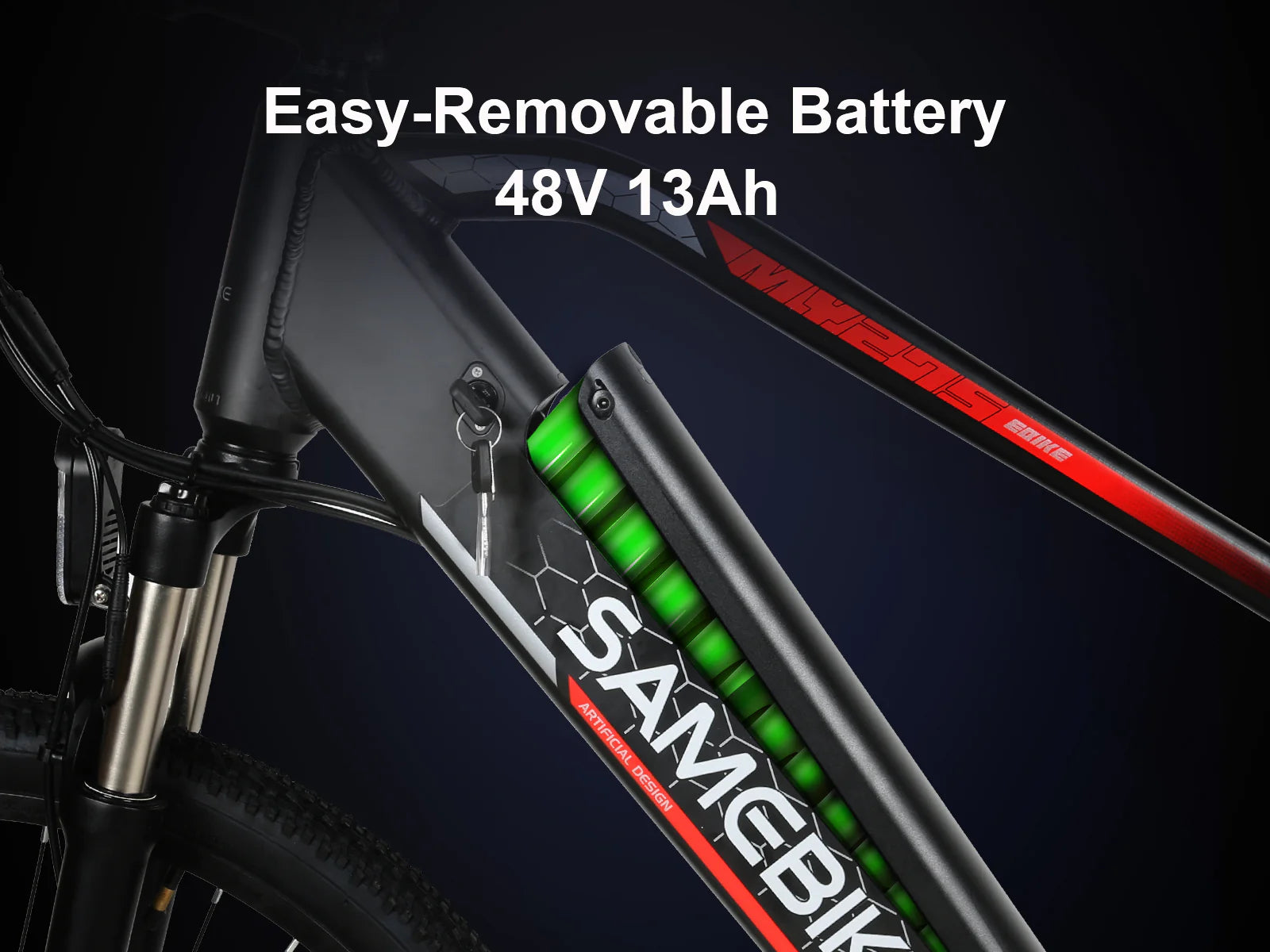 SAMEBIKE MY275 500W Commuter eBike. battery