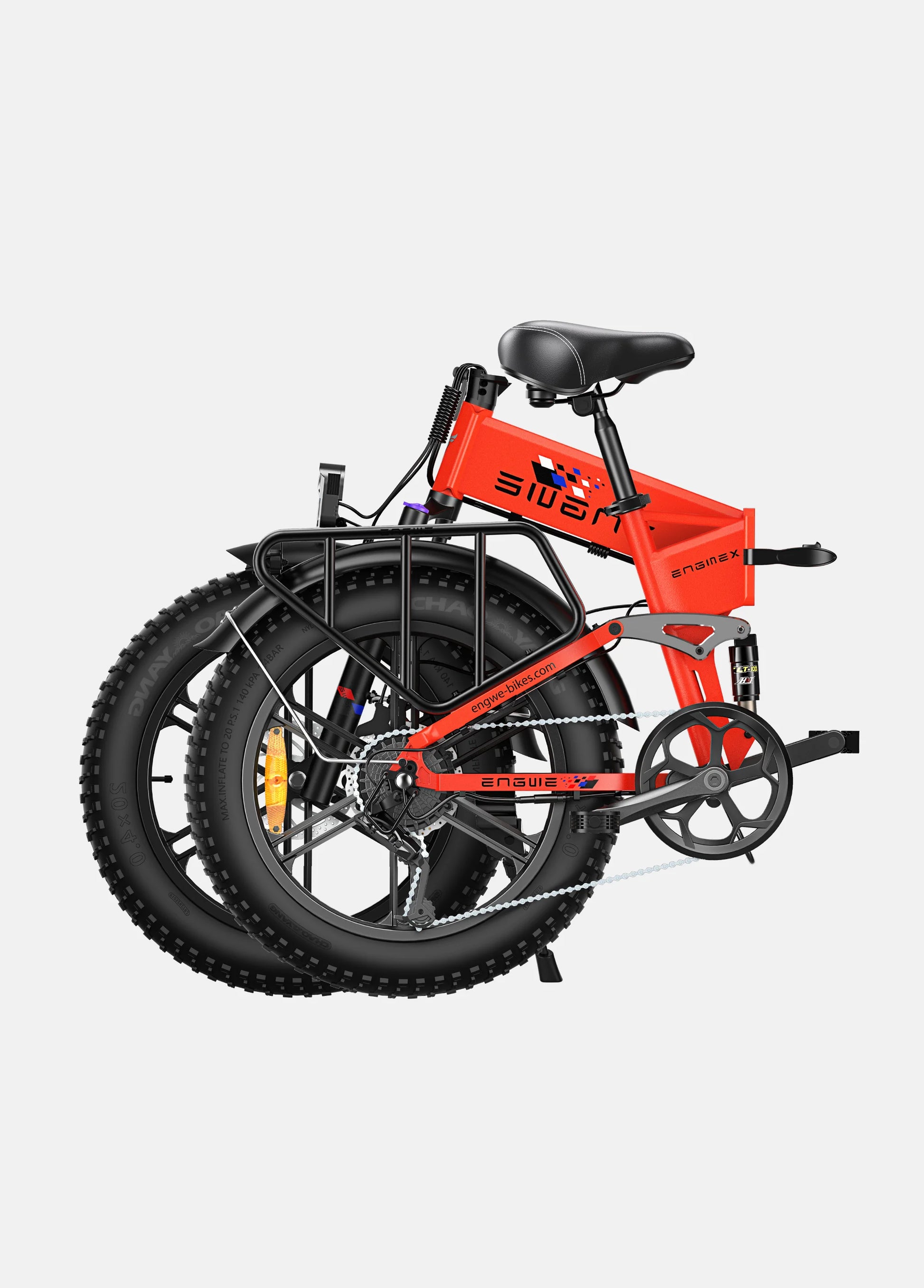 Engwe engine X full suspension folding ebike. folded.