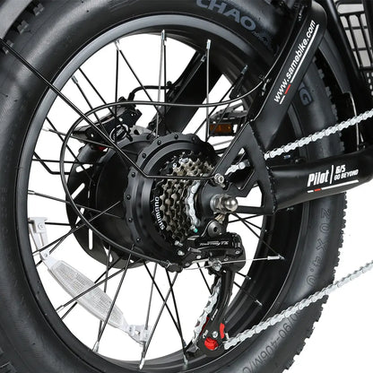 SAMEBIKE M20 1200W Electric Bike 2x18Ah Batteries. rear wheel.