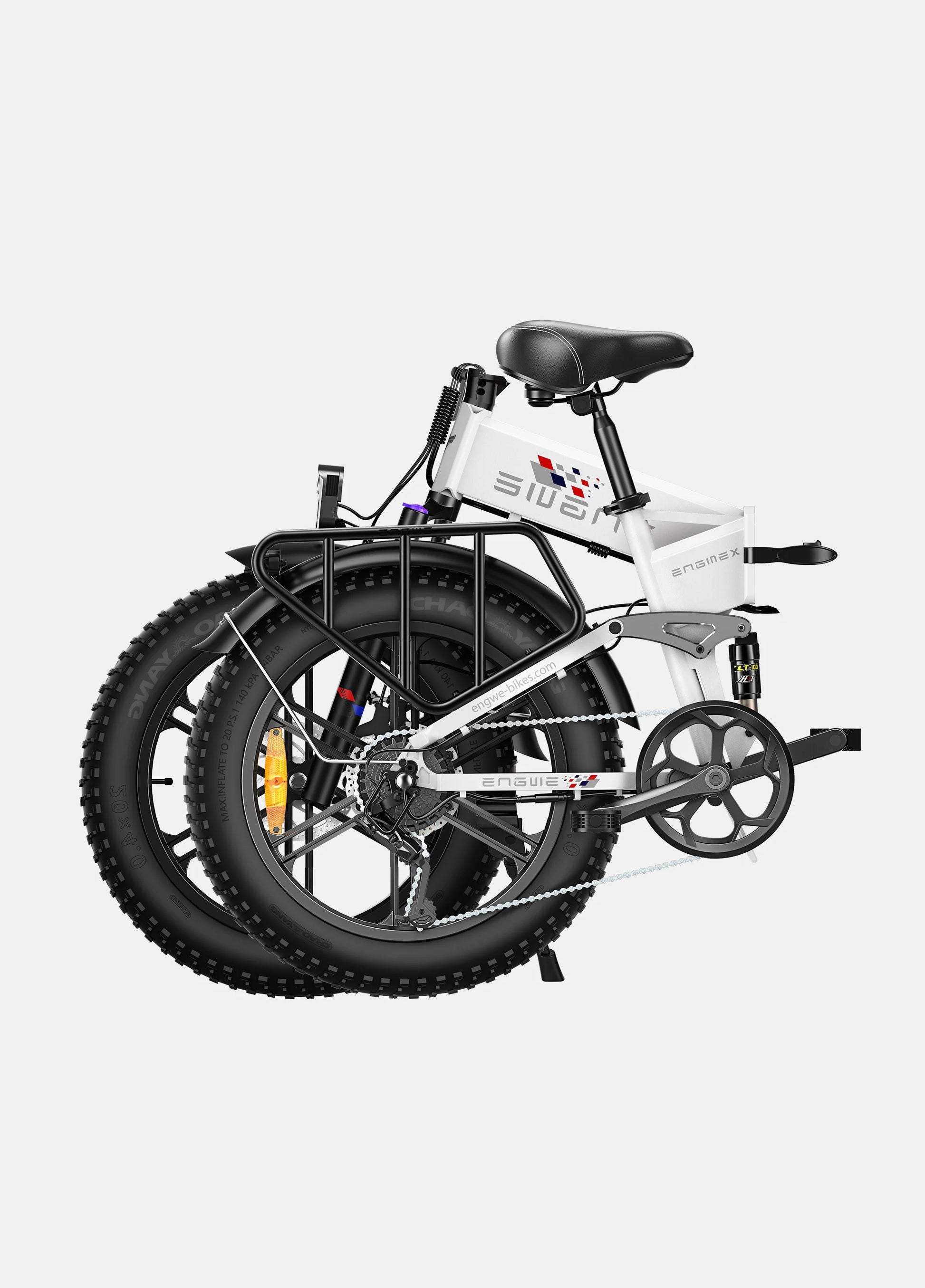 Engwe engine X full suspension folding ebike. folded view
