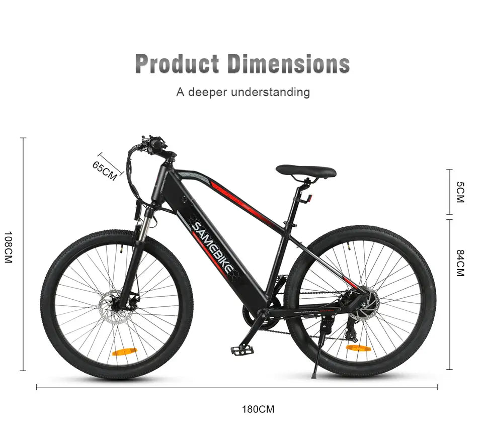 SAMEBIKE MY275 500W Commuter eBike. product dimensions.