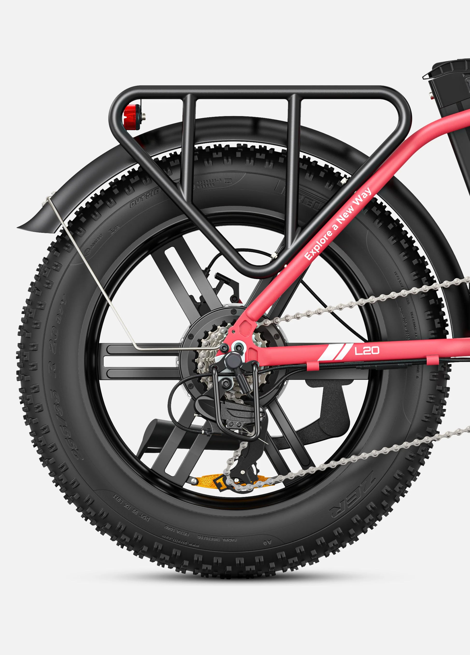 Engwe L20 ebike. rear wheel. pink color.