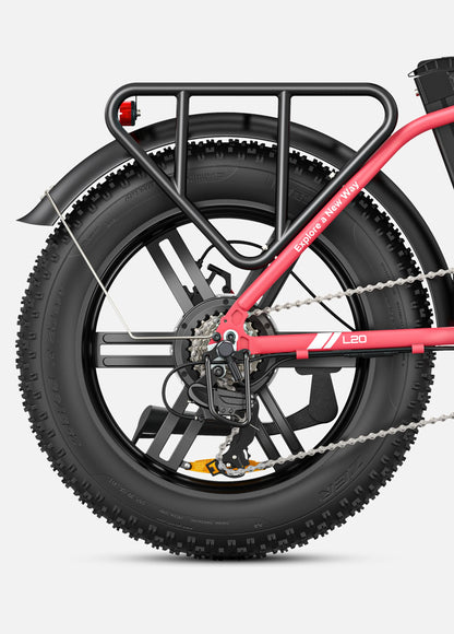Engwe L20 ebike. rear wheel. pink color.