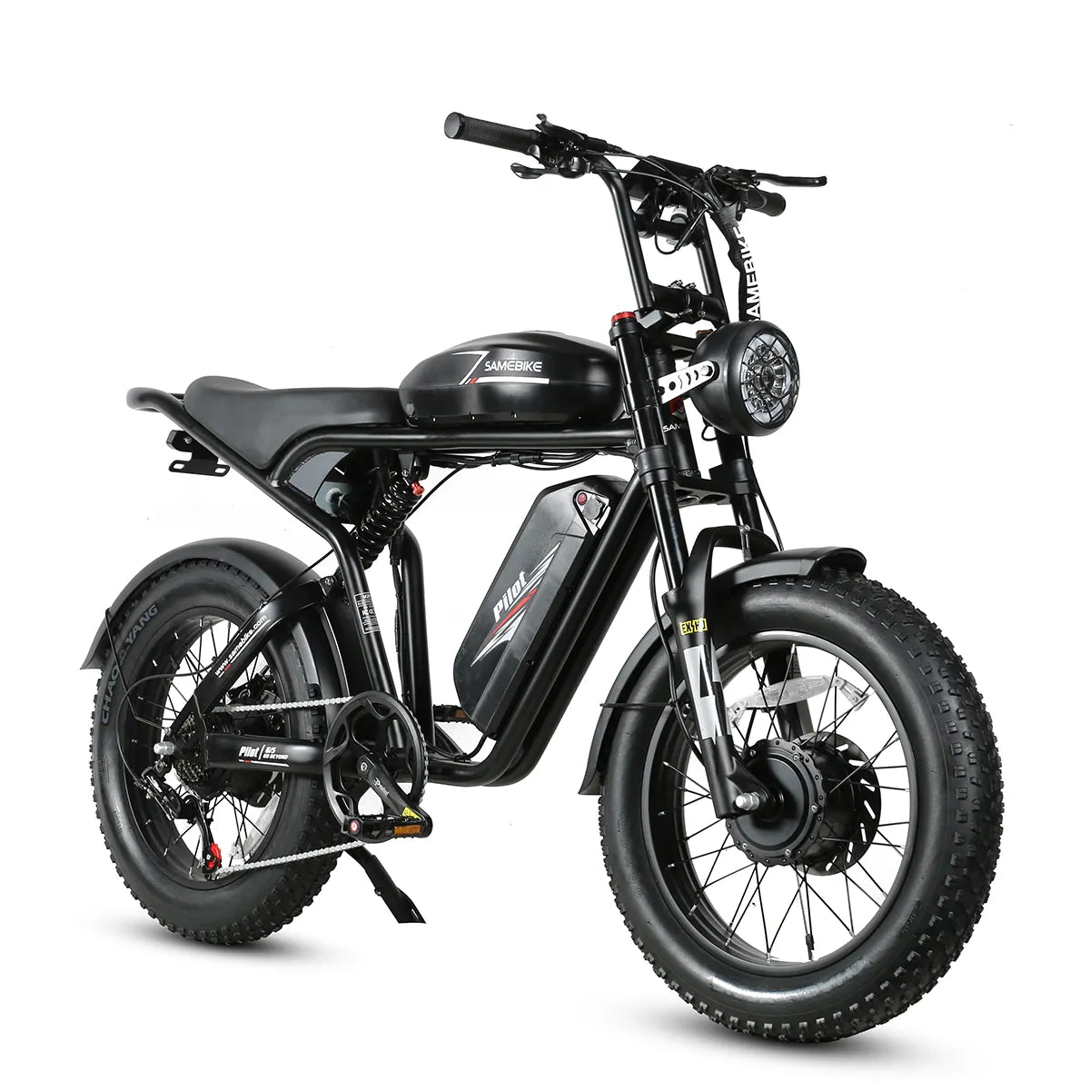 SAMEBIKE M20 1200W Electric Bike 2x18Ah Batteries. right side front.